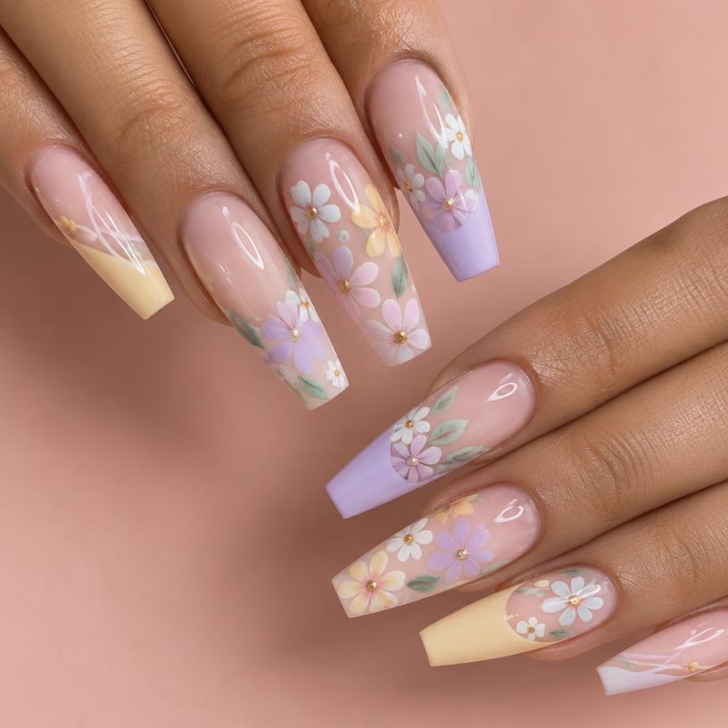 Pastel floral nail art