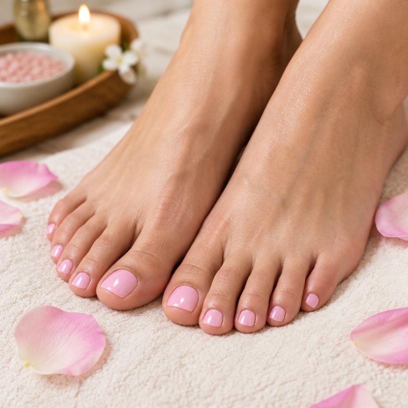 Soft pink pedicure